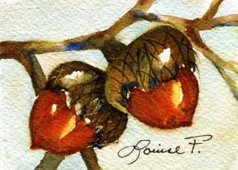 "Squirrel's Delight" by Louise Fuerstenberg, Whitewater WI - Watercolor, SOLD